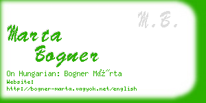 marta bogner business card